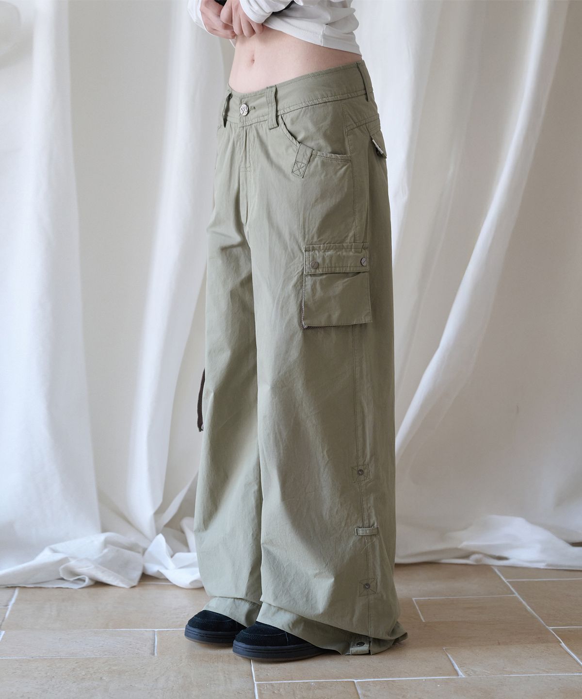 미레코(MIRECO) 3-WAY MESH POCKET CARGO PT KHAKI