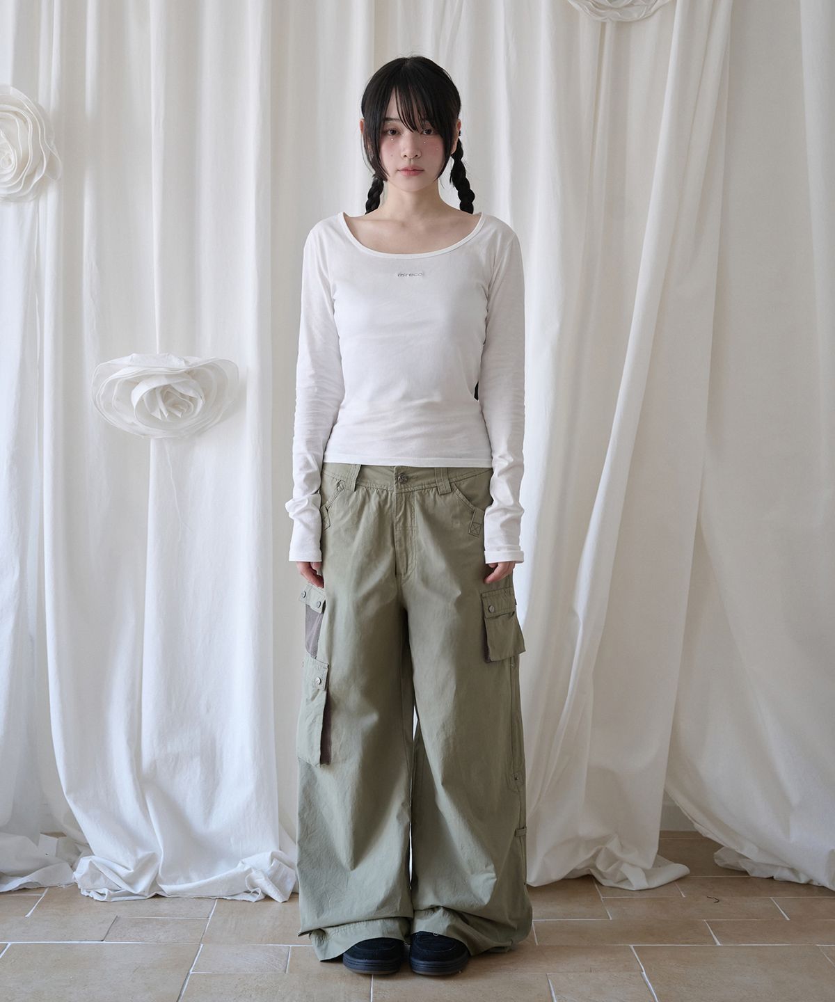 미레코(MIRECO) 3-WAY MESH POCKET CARGO PT KHAKI