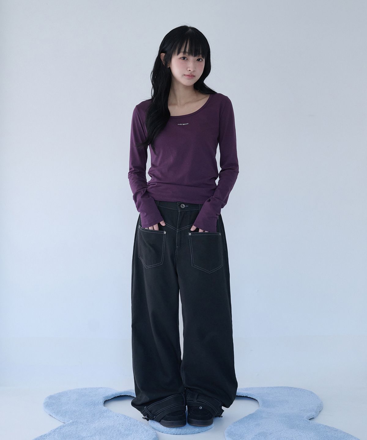 미레코(MIRECO) BELTED POCKET COTTON PT BLACK