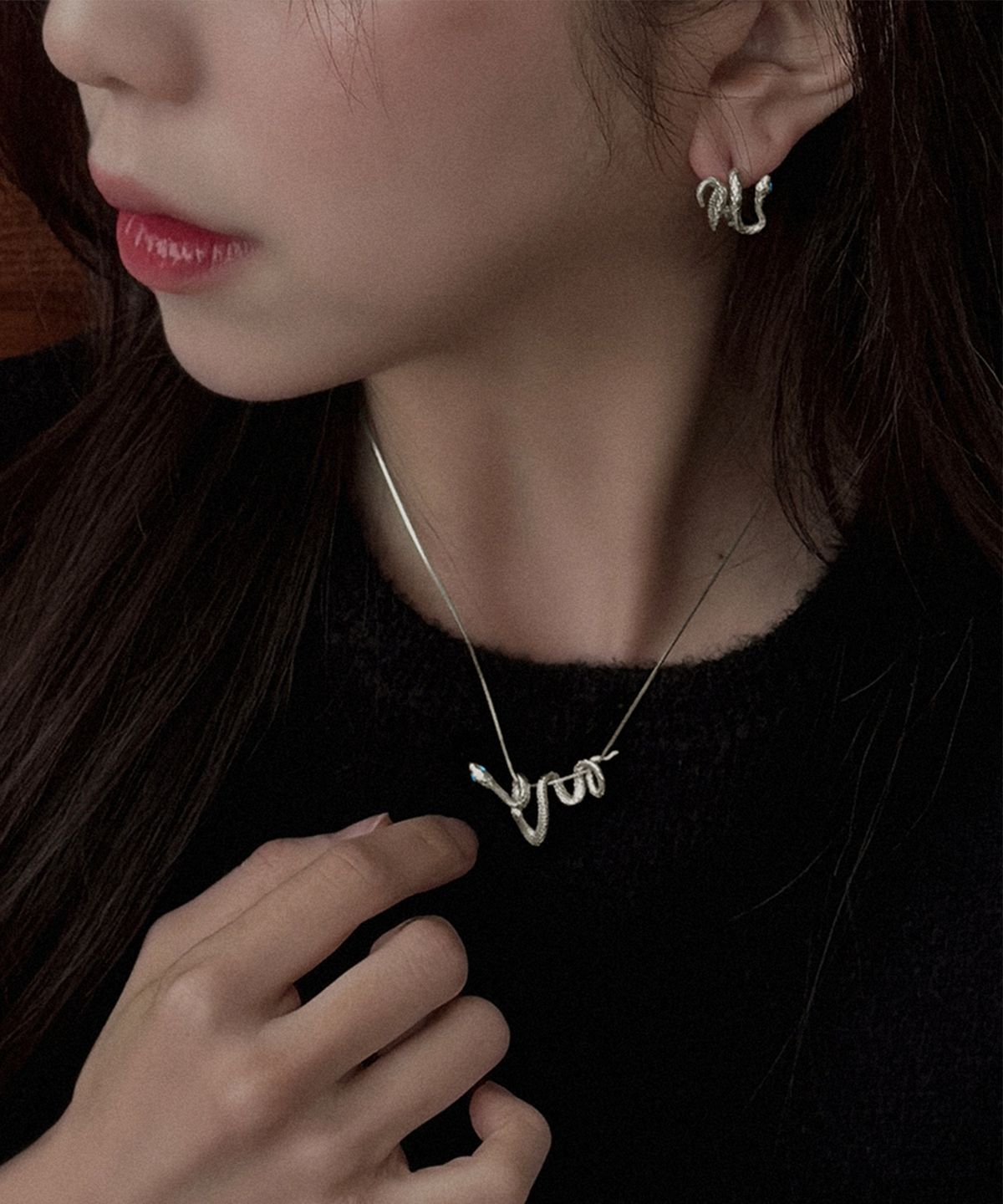 찰랑시(CHALANGSI) 꼬마 스네이크 뱀 목걸이 925 Silver