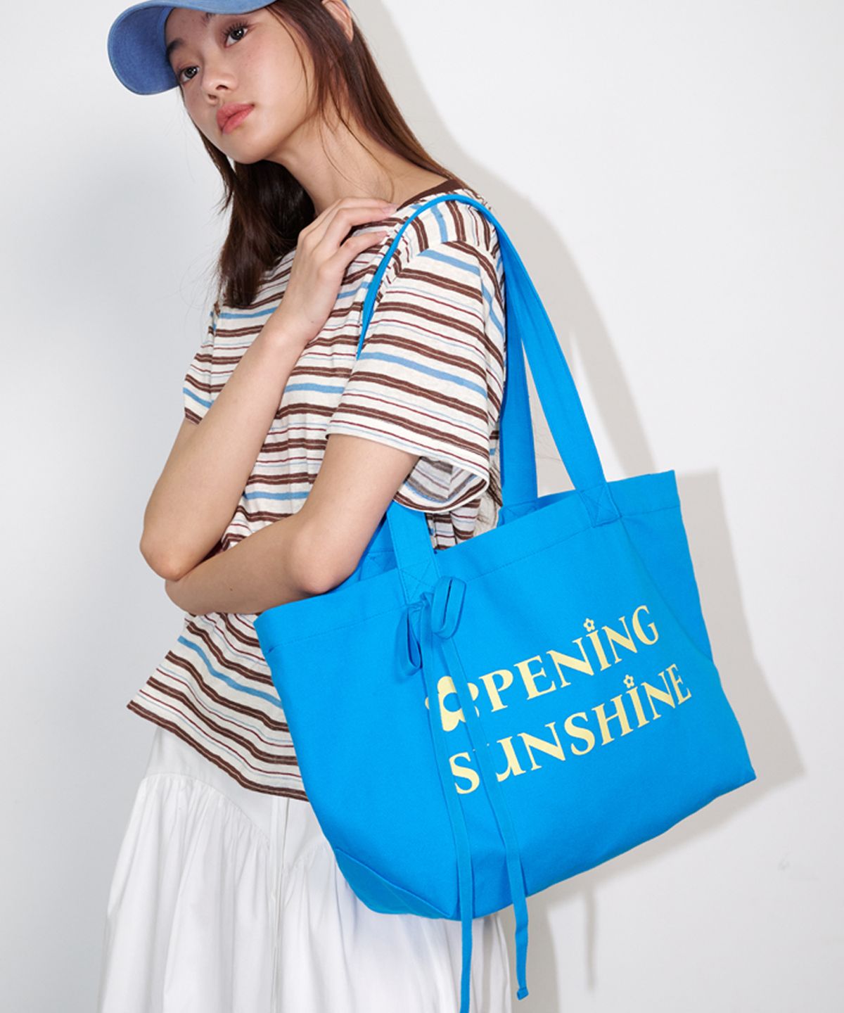 오프닝선샤인(OPENING SUNSHINE) 하트 포켓 빅 에코백 블루