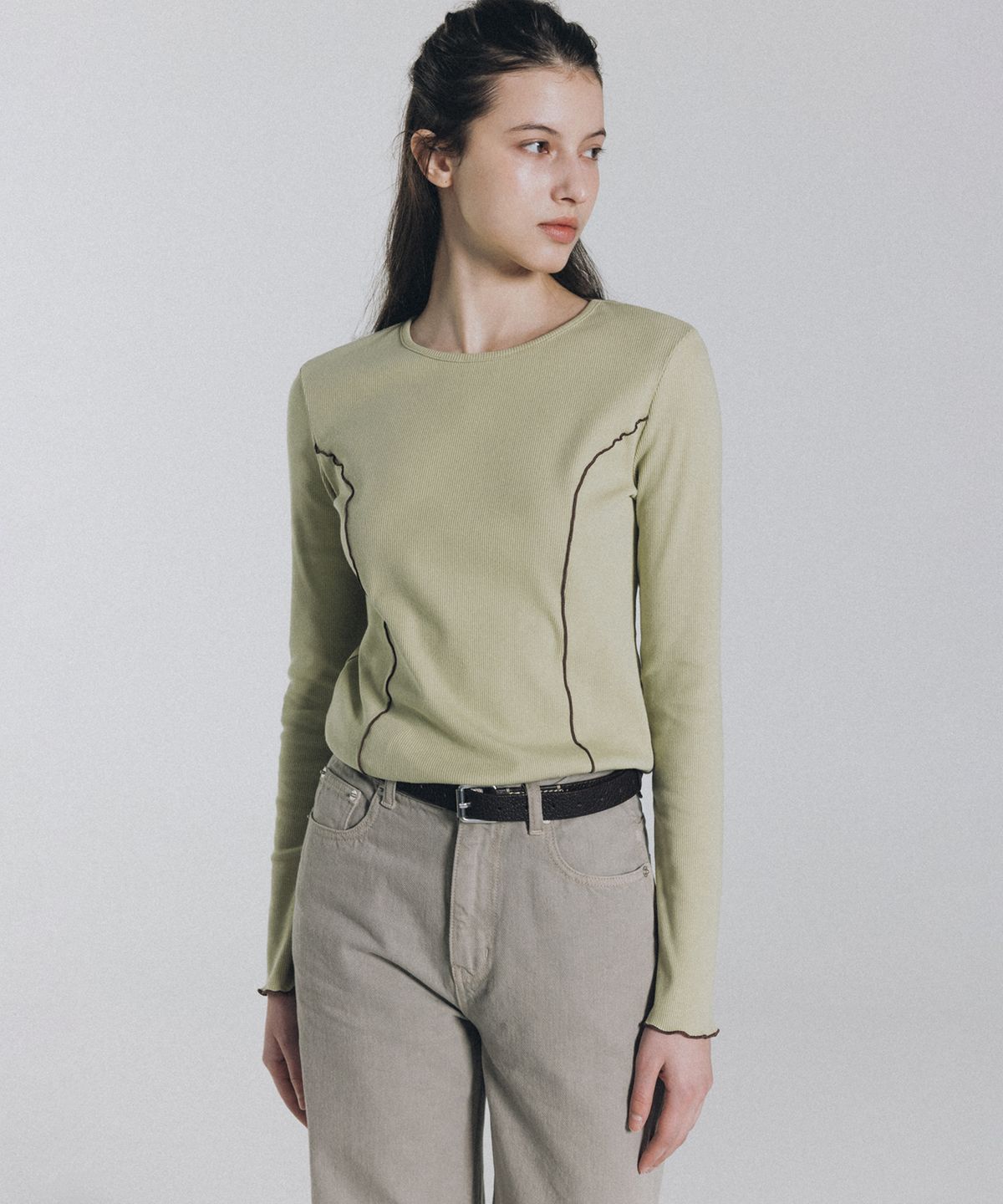 앤니즈(ANDNEEDS) Mori line long sleeve (lime)