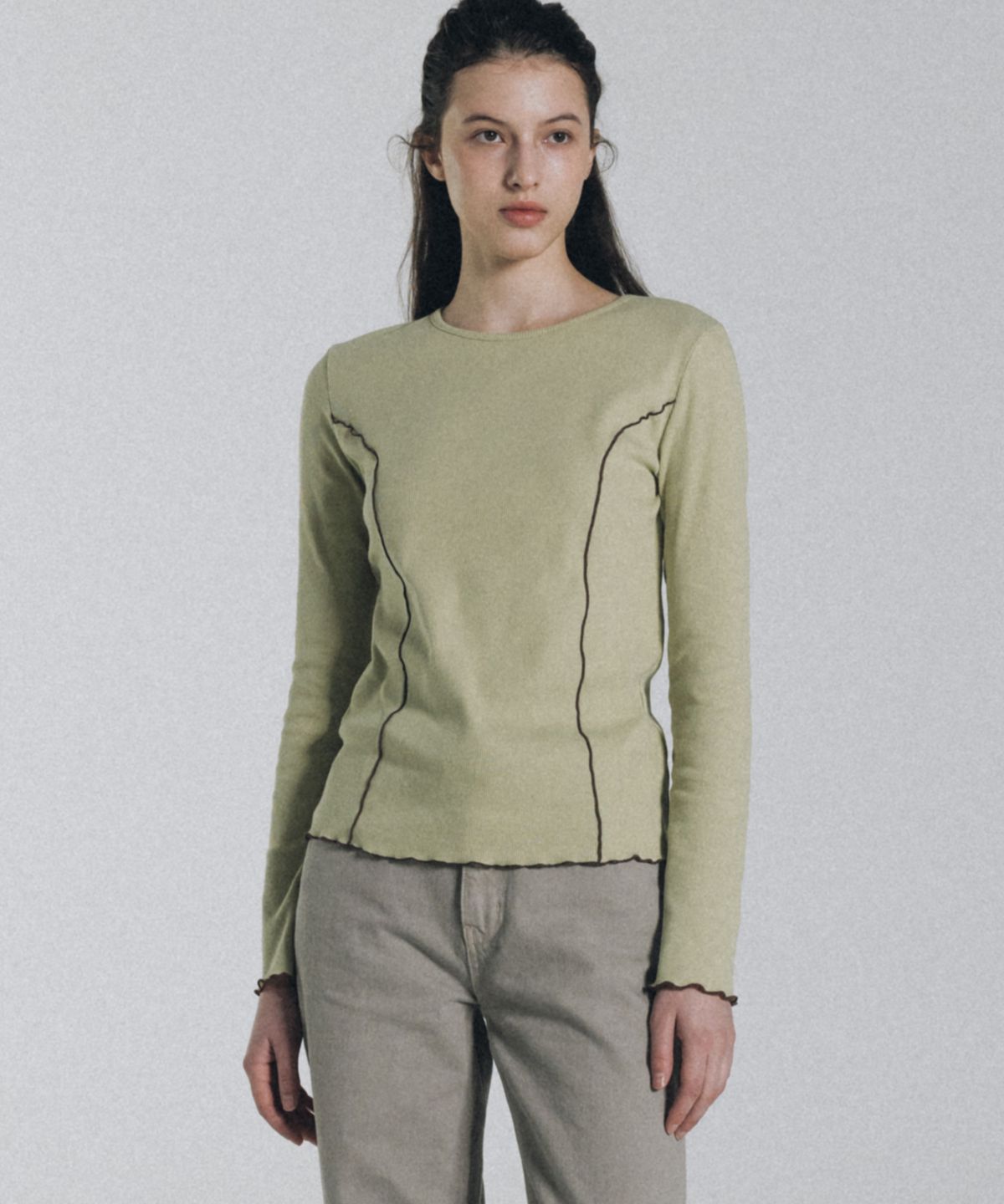 앤니즈(ANDNEEDS) Mori line long sleeve (lime)