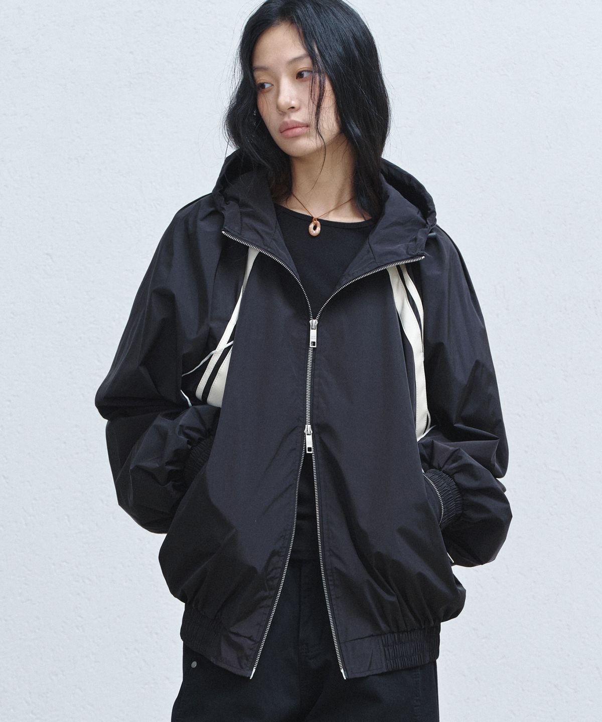 닉앤니콜(NICK&NICOLE) HOOD WIND ZIP-UP JACKET_BLACK