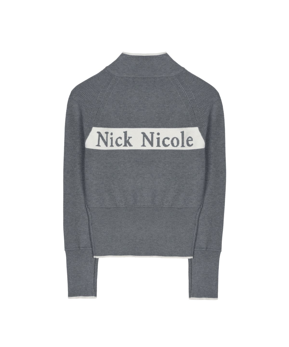 닉앤니콜(NICK&NICOLE) PATCH JAQUARD KNIT CARDIGAN_CHARCOAL