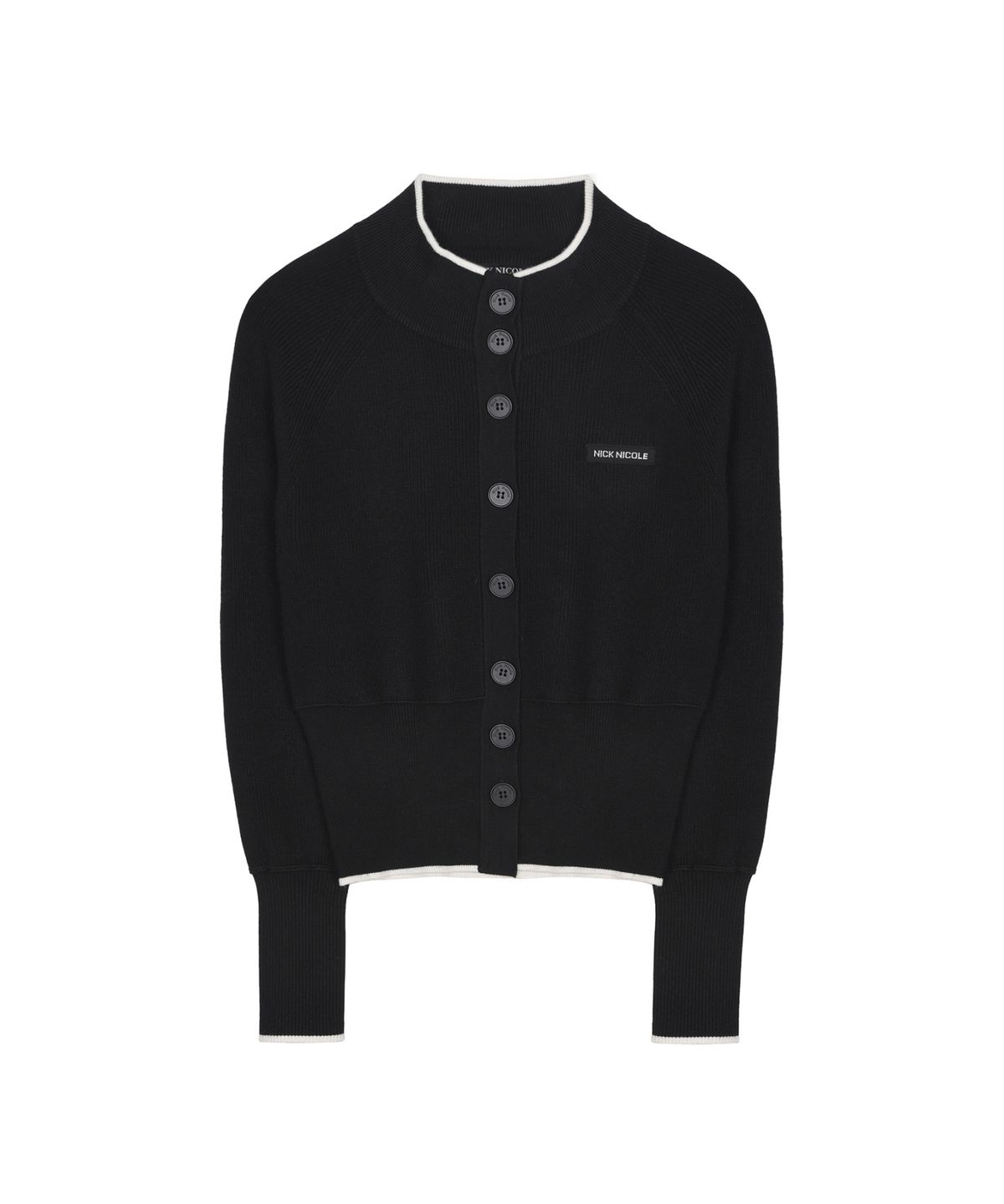 닉앤니콜(NICK&NICOLE) PATCH JAQUARD KNIT CARDIGAN_BLACK