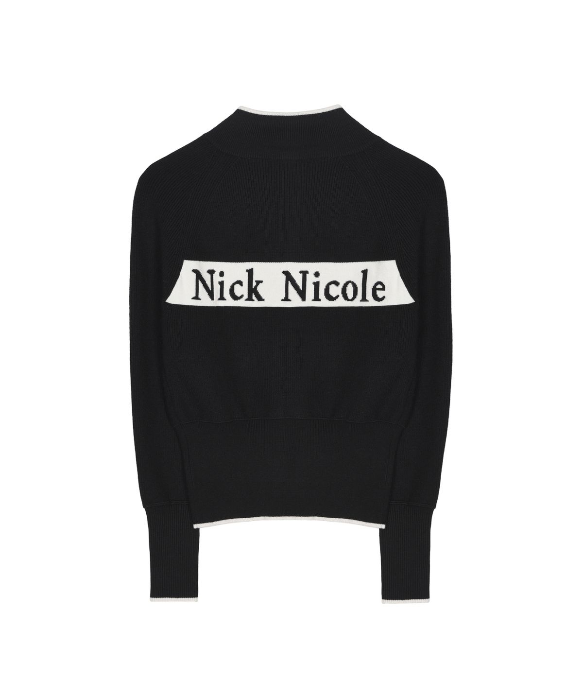 닉앤니콜(NICK&NICOLE) PATCH JAQUARD KNIT CARDIGAN_BLACK