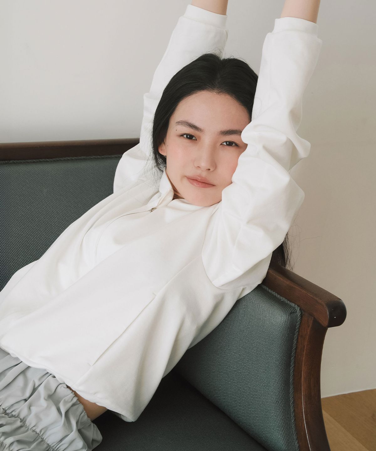 이어닝(YEARNING) REGULAR JERSEY HOODIE ZIP-UP, IVORY