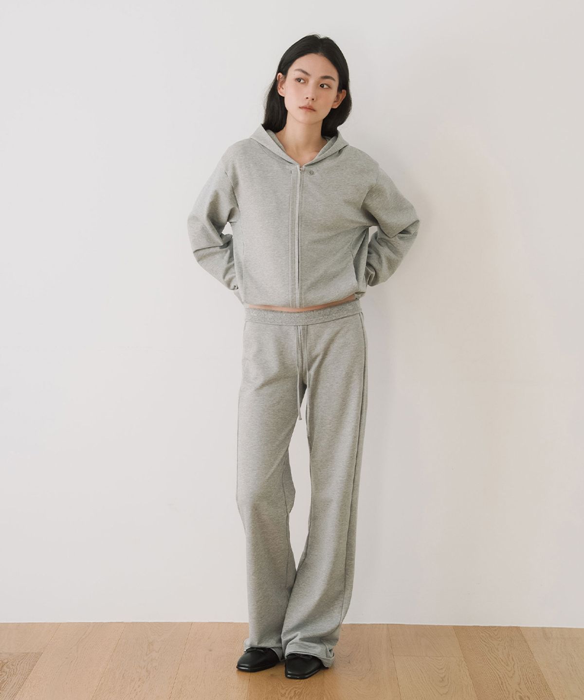 이어닝(YEARNING) REGULAR JERSEY HOODIE ZIP-UP, GREY