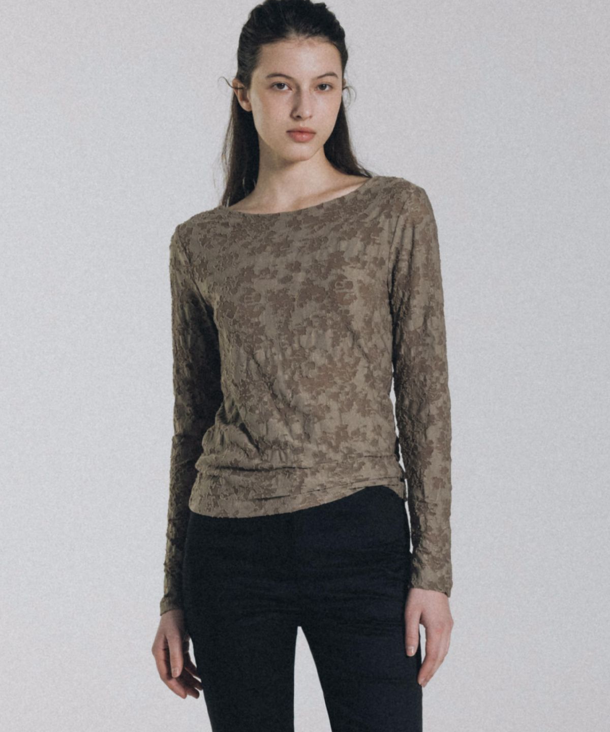 앤니즈(ANDNEEDS) Rivera sheer long sleeve (mocha)