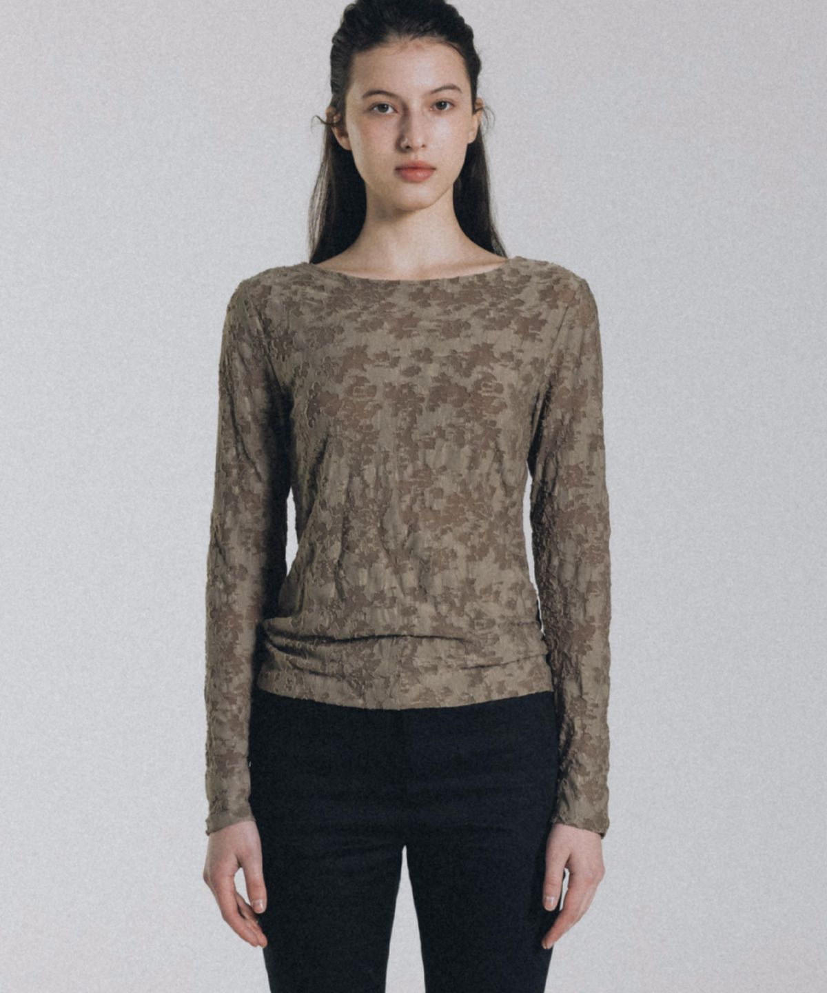앤니즈(ANDNEEDS) Rivera sheer long sleeve (mocha)