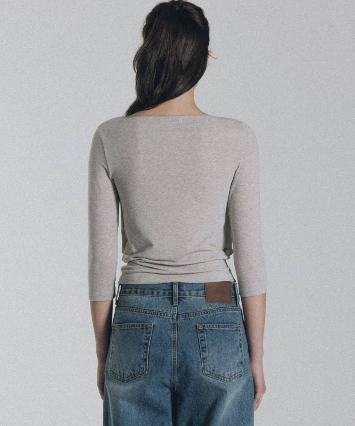 앤니즈(ANDNEEDS) Fade 3/4 sleeve tee (melange gray)