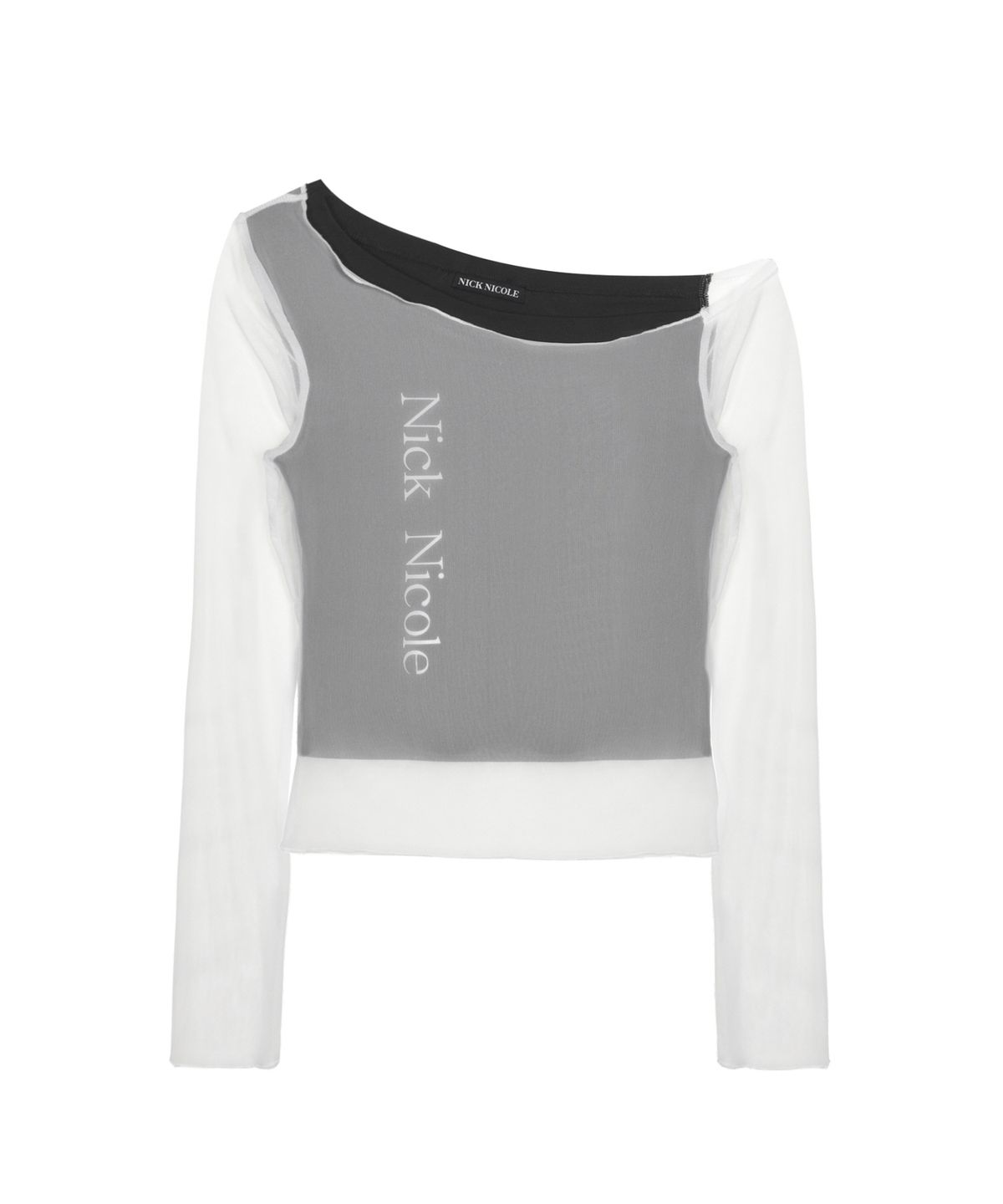 닉앤니콜(NICK&NICOLE) ASYMMETRIC LAYERED LOGO TOP_IVORY