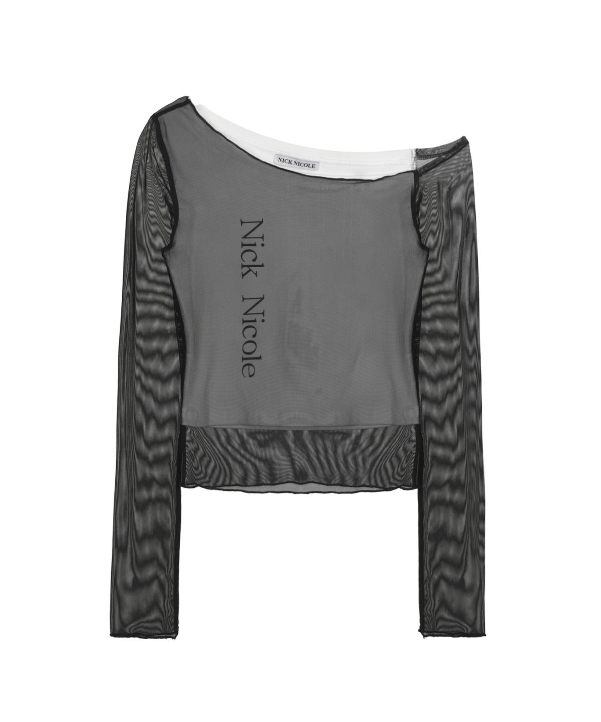 닉앤니콜(NICK&NICOLE) ASYMMETRIC LAYERED LOGO TOP_BLACK