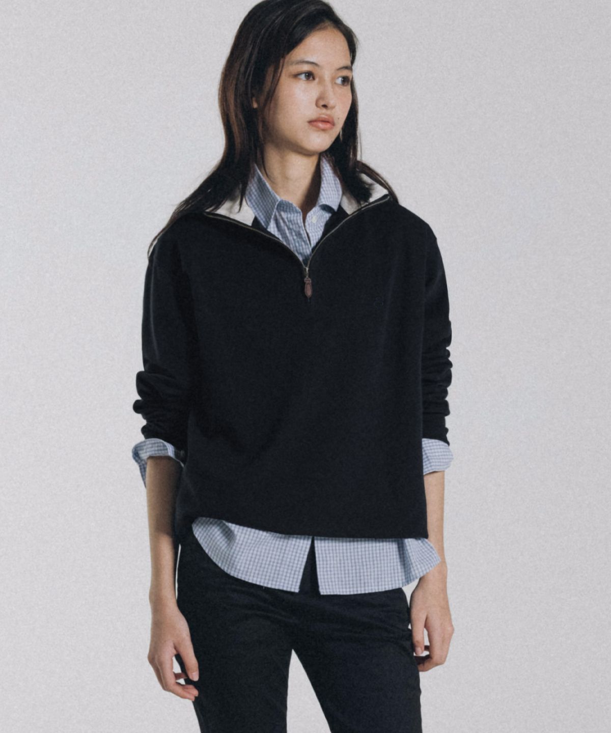 앤니즈(ANDNEEDS) Hugo half zip-up long sleeve (navy)