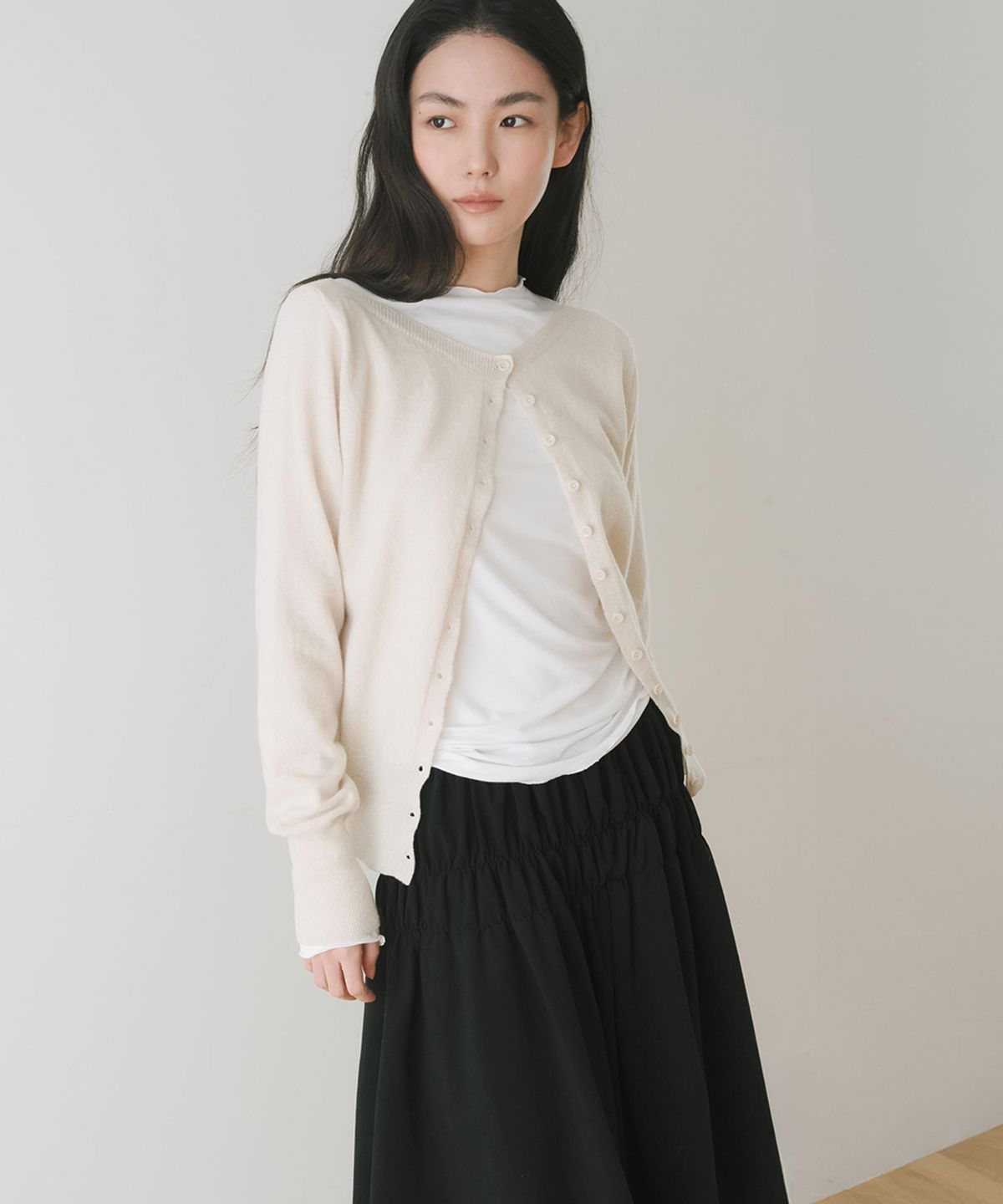 이어닝(YEARNING) MOCK NECK LONG SLEEVE TOP, IVORY