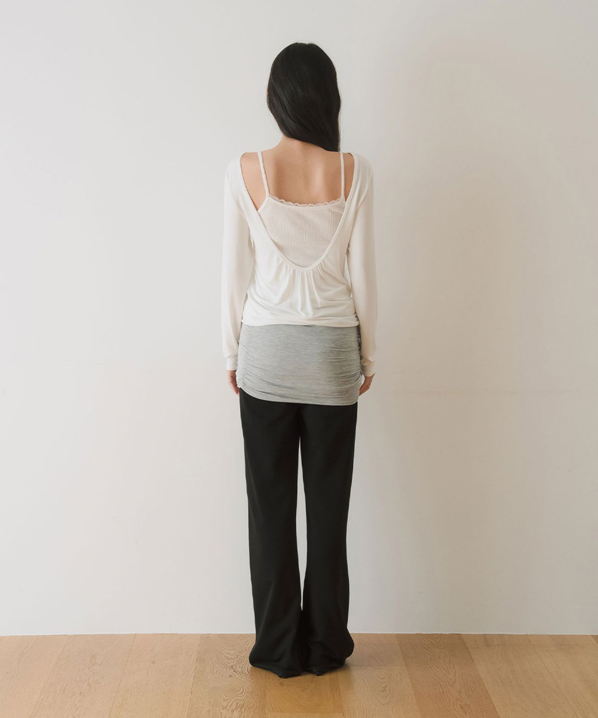이어닝(YEARNING) LACE RIBBED SLEEVELESS TOP, IVORY
