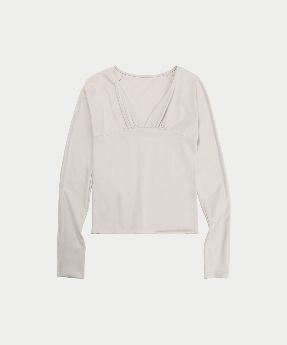 이어닝(YEARNING) FRONTBACK SHIRRING CURVED TOP, ECRU