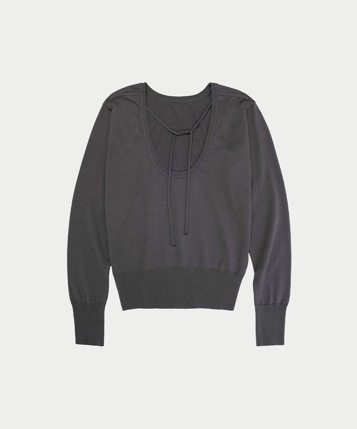 이어닝(YEARNING) DEEP U-NECK COTTON KNIT, CHARCOAL