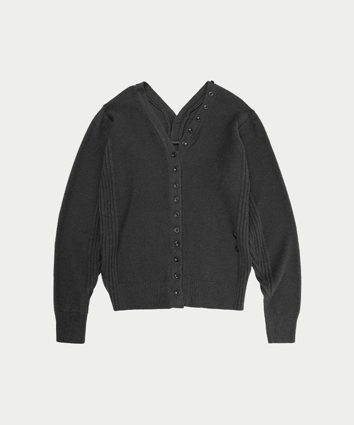 이어닝(YEARNING) INSIDE OUT MULTI CARDIGAN, CHARCOAL