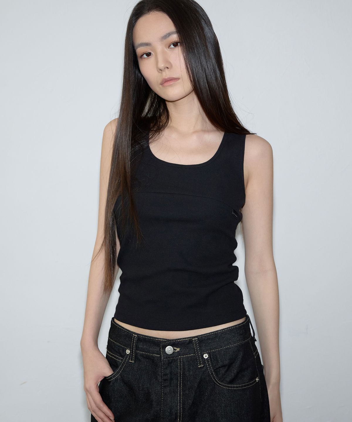 이네기(INEGI) Day Rib Tank Top (black)