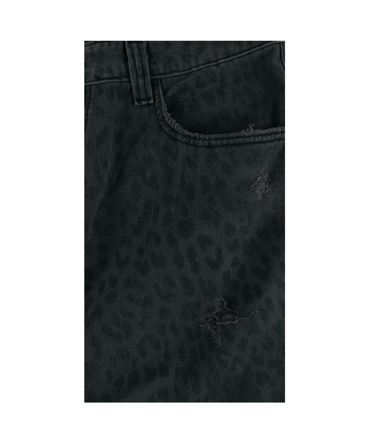 이알티알(ERTR) Vogon Thumbs Up Girl Denim Pants Charcoal Leopard