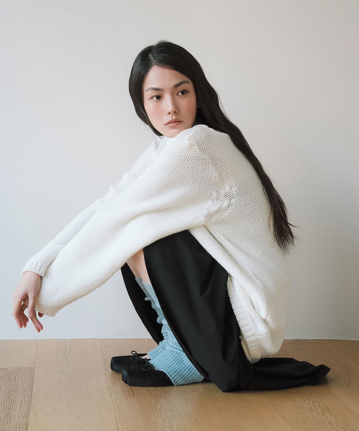 이어닝(YEARNING) FRONTBACK COTTON LOOSE KNIT, IVORY