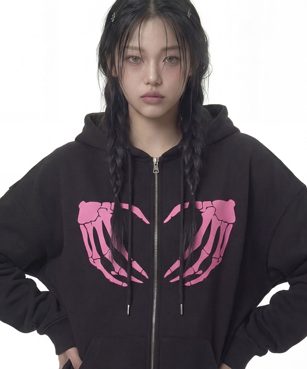 그레이버(GRAVER) [UNISEX]GRAVE HEART 후드집업_2color