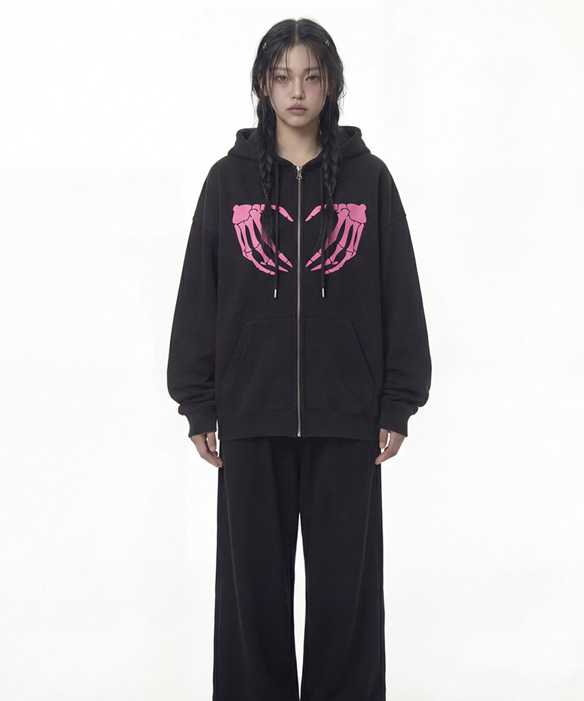 그레이버(GRAVER) [UNISEX]GRAVE HEART 후드집업_2color