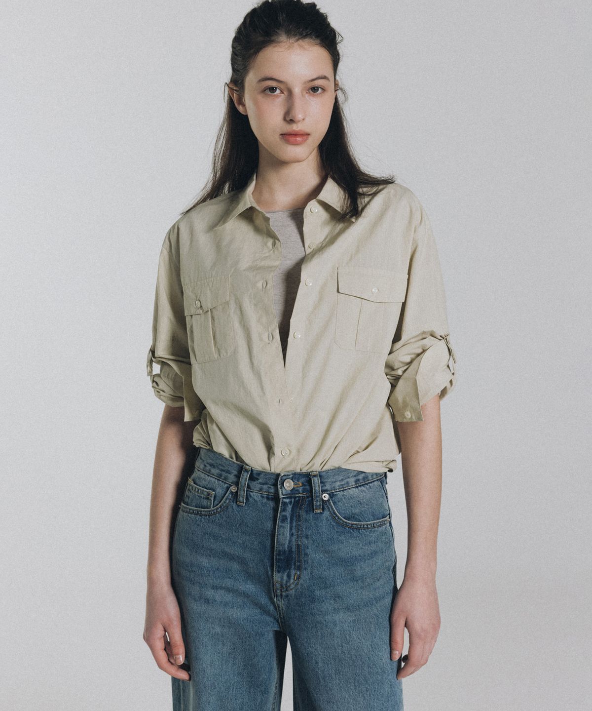 앤니즈(ANDNEEDS) Foin pocket shirt (beige)