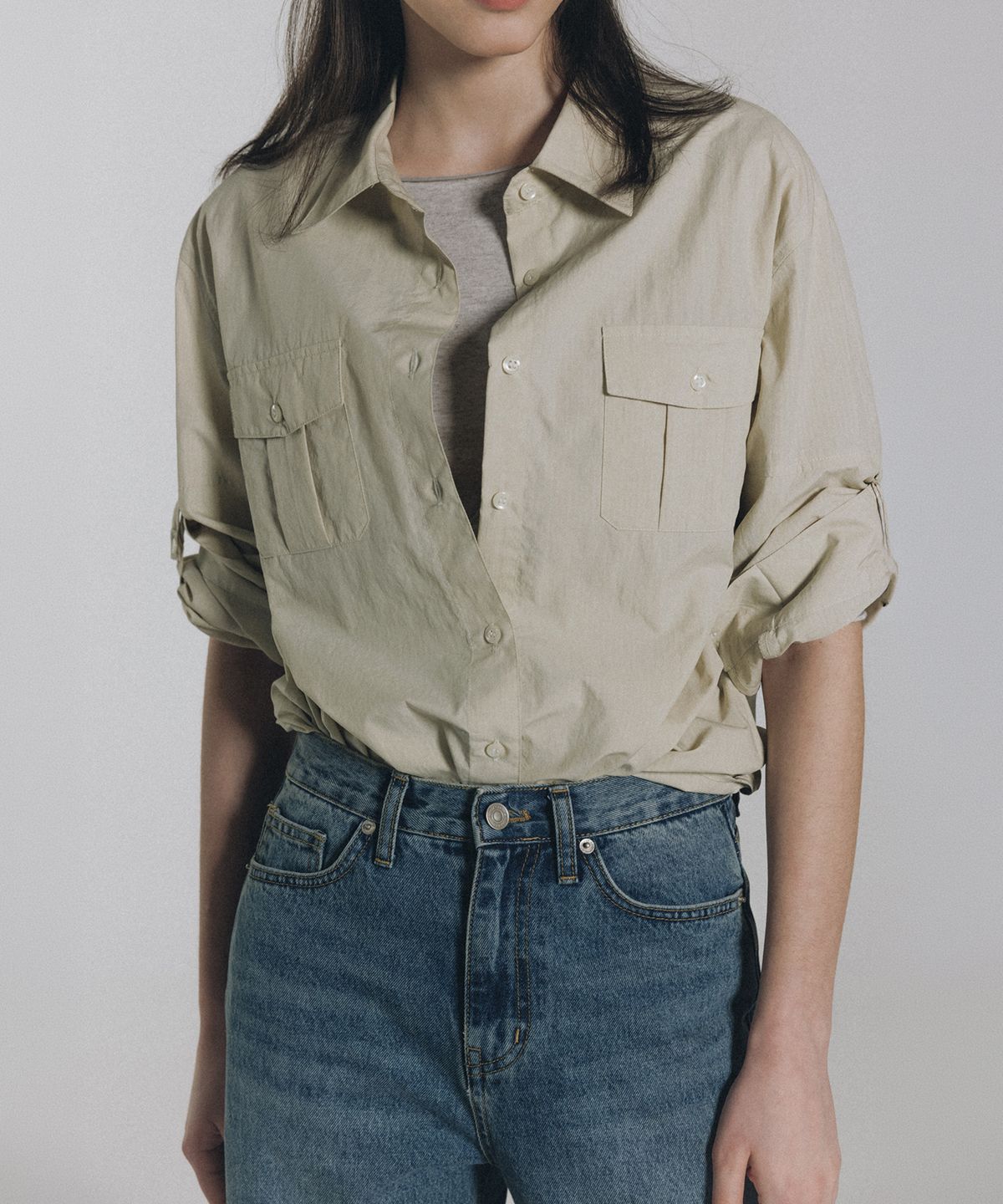 앤니즈(ANDNEEDS) Foin pocket shirt (beige)