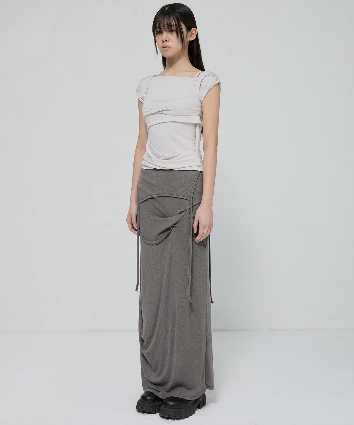플레어업(FLAREUP) Layered Bustier T-Shirt (FL-108_Cloud White)