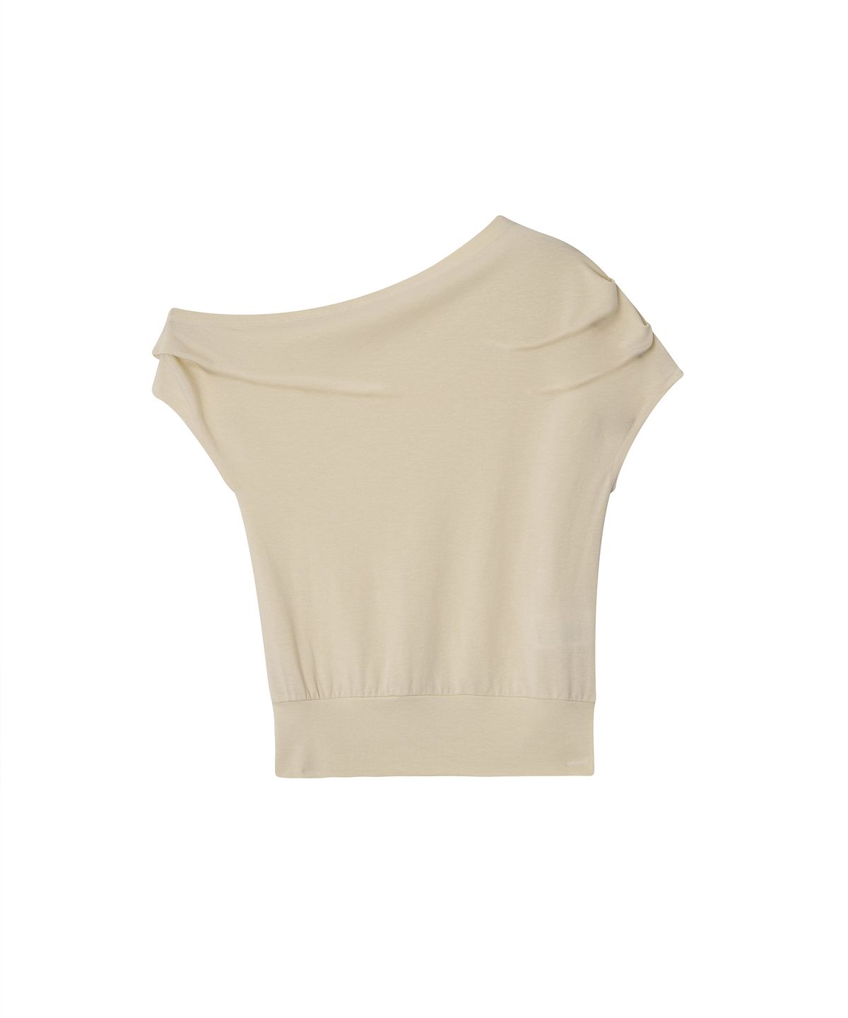 마롯(MARROT) Draped Unbalance T-shirt_Cream Beige