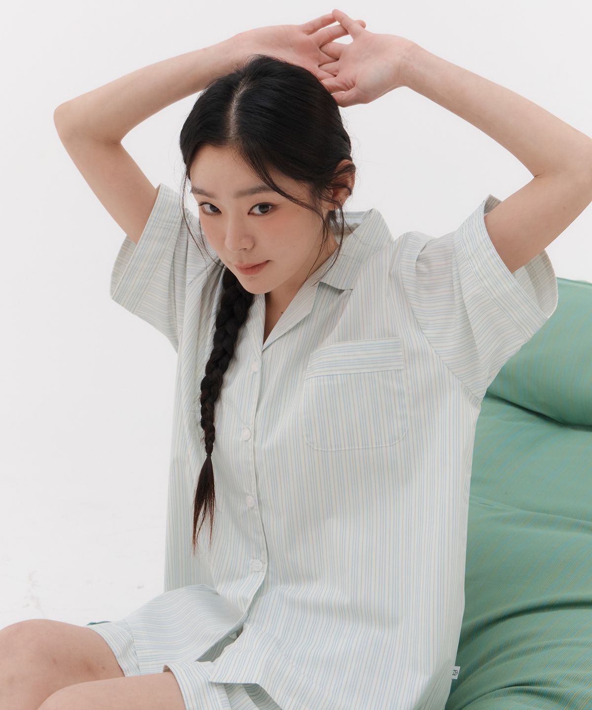 오프아워(OFFHOUR) 타이드리듬 치즈폼 반팔 잠옷 세트