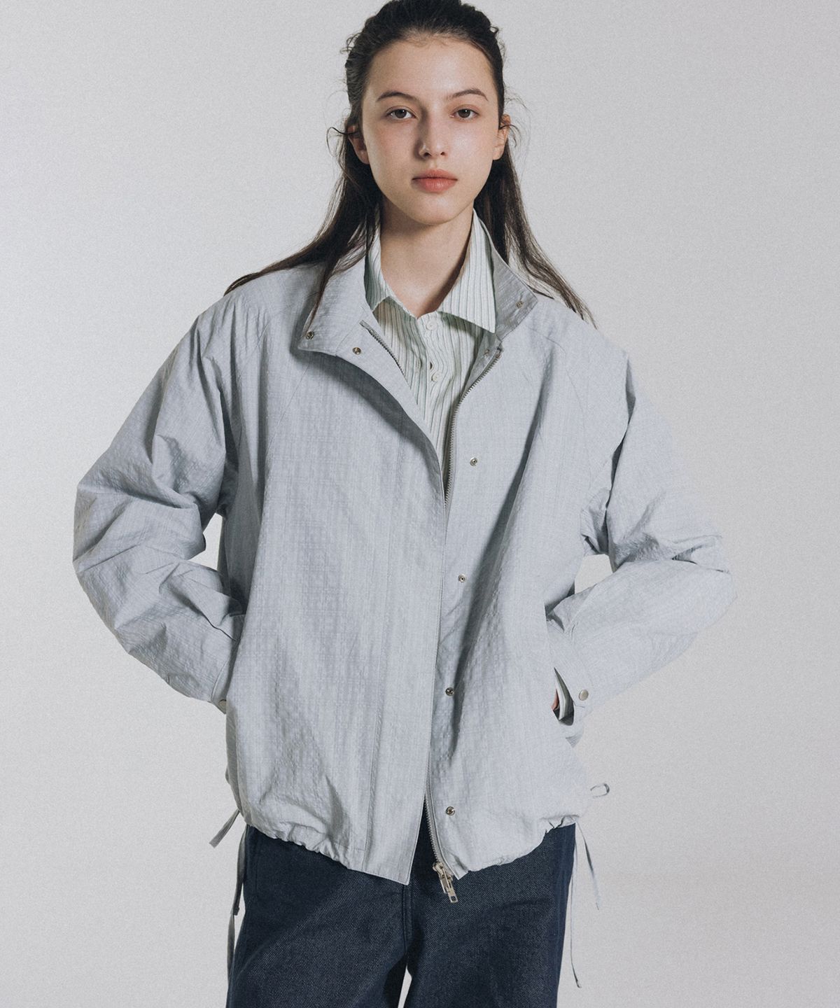 앤니즈(ANDNEEDS) Sander check blouson (blue)