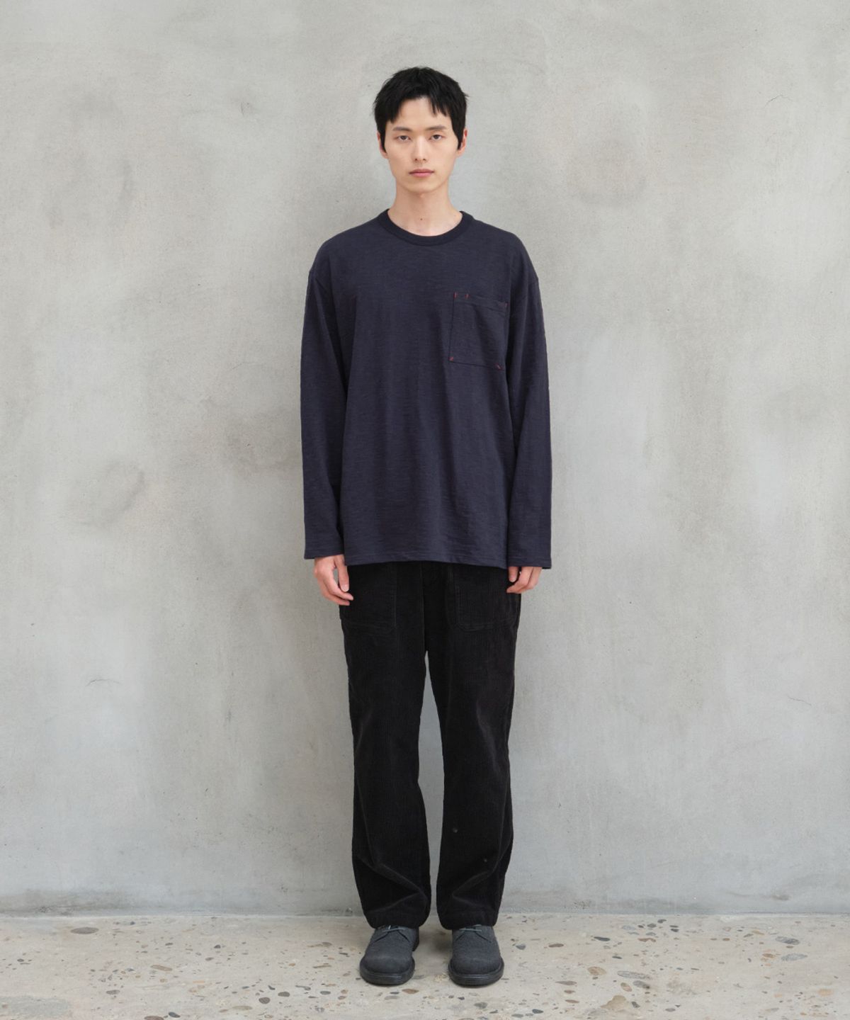 홀리선(HORLISUN) Lawrence Slub Pocket T-shirt Navy