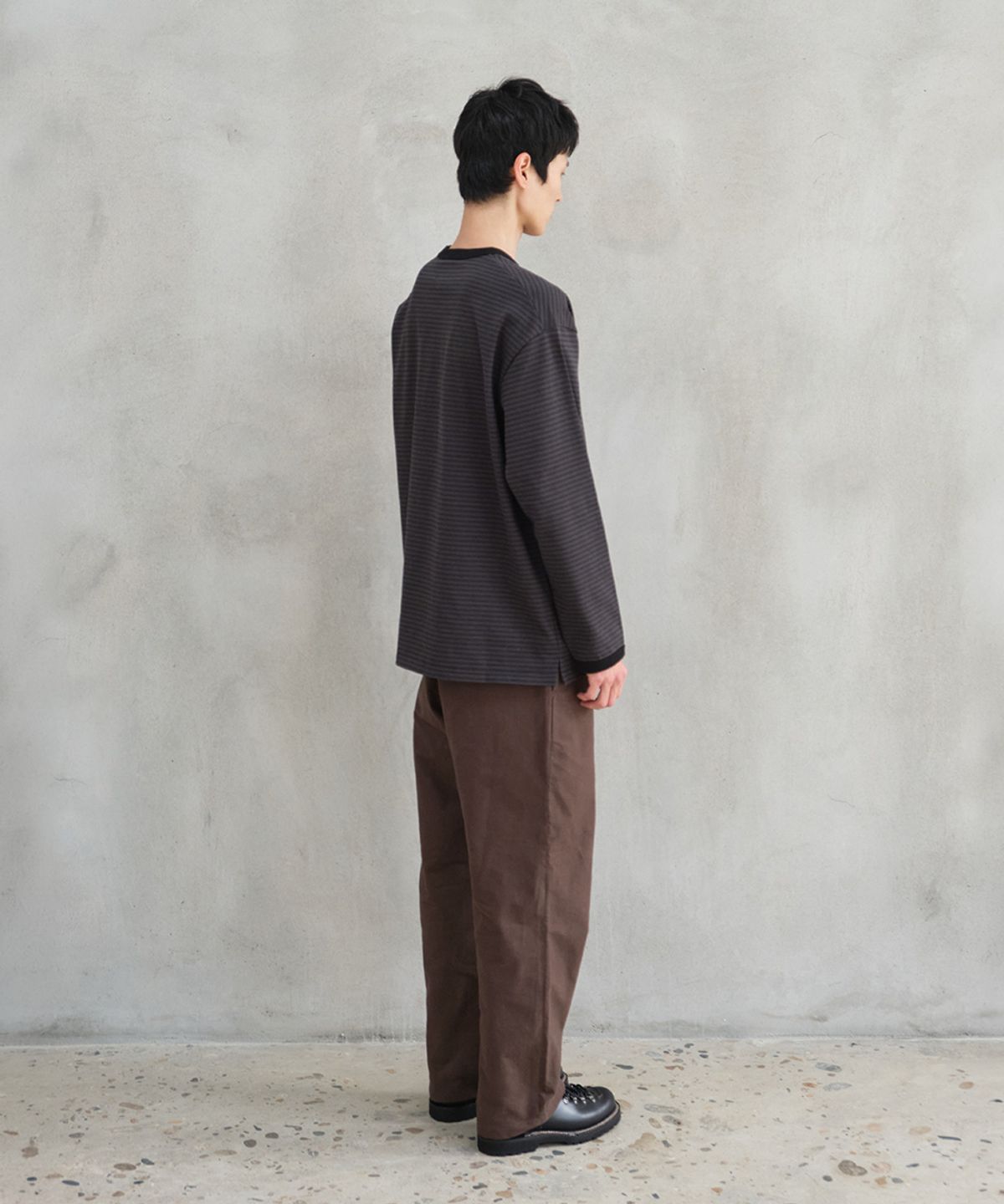 홀리선(HORLISUN) Powell Long Sleeve Stripe T-shirt Charcoal