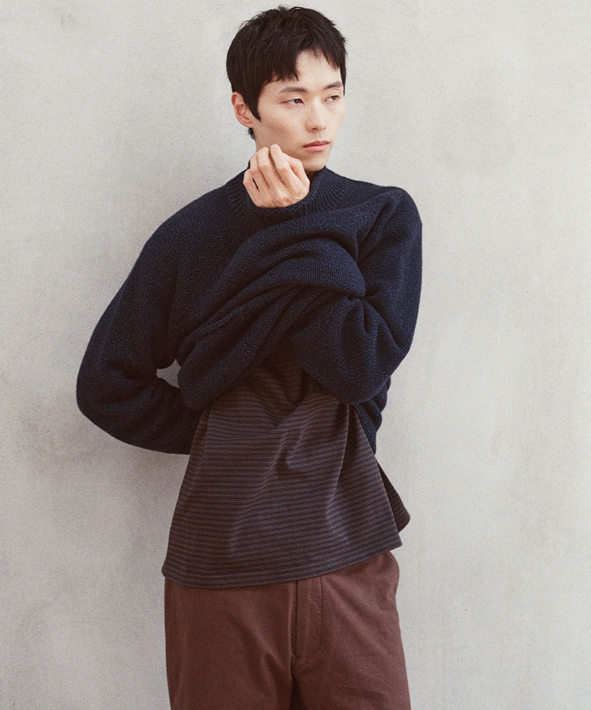 홀리선(HORLISUN) Powell Long Sleeve Stripe T-shirt Charcoal