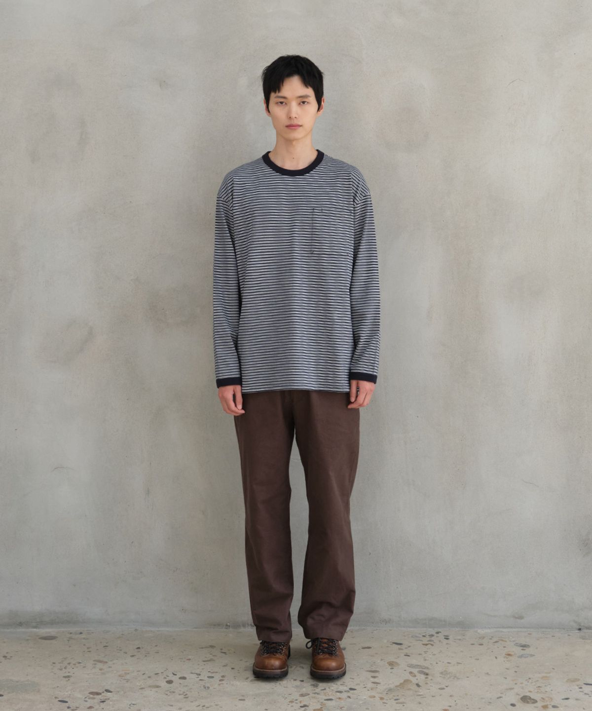홀리선(HORLISUN) Powell Long Sleeve Stripe T-shirt Evergreen