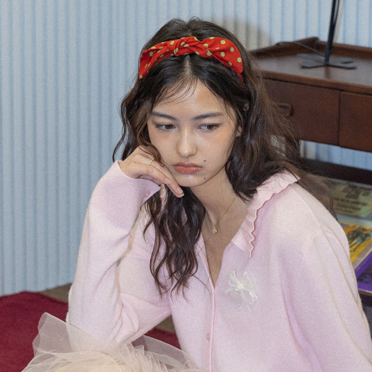 던드롭(DUNDROP) DD_Candy dot scarf_RED