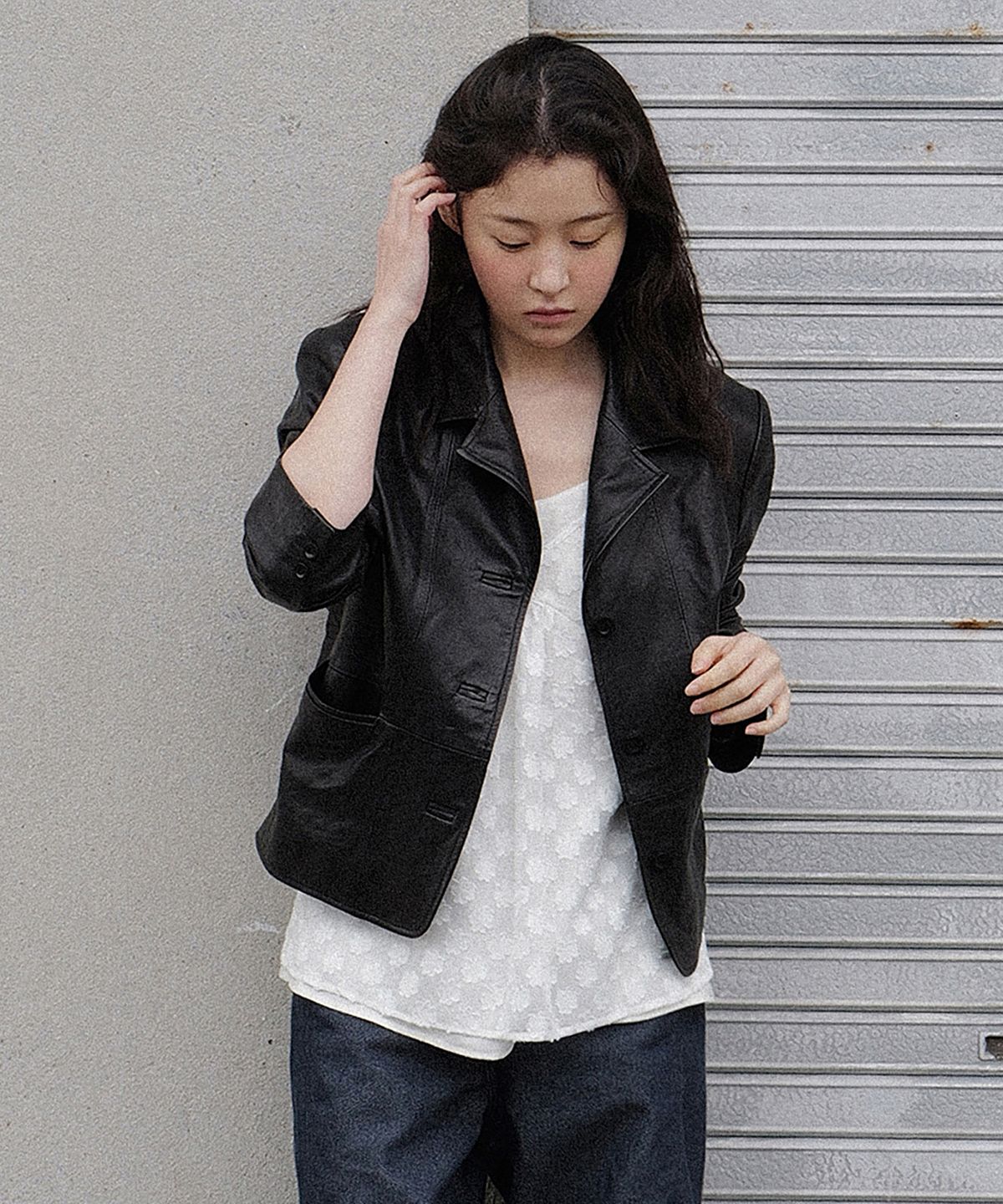 앤니즈(ANDNEEDS) Alto leather short jacket (black)
