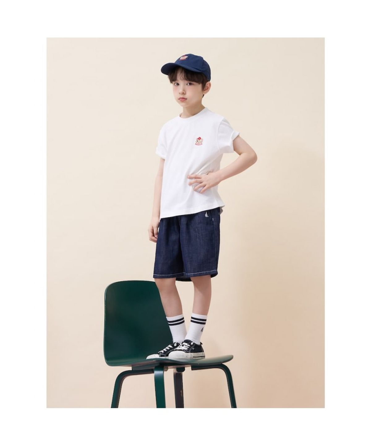 빈폴 키즈(BEANPOLE KIDS) [Essential] 달이 라운드 반소매 티셔츠 - 아이보리 (BI6242GE10)