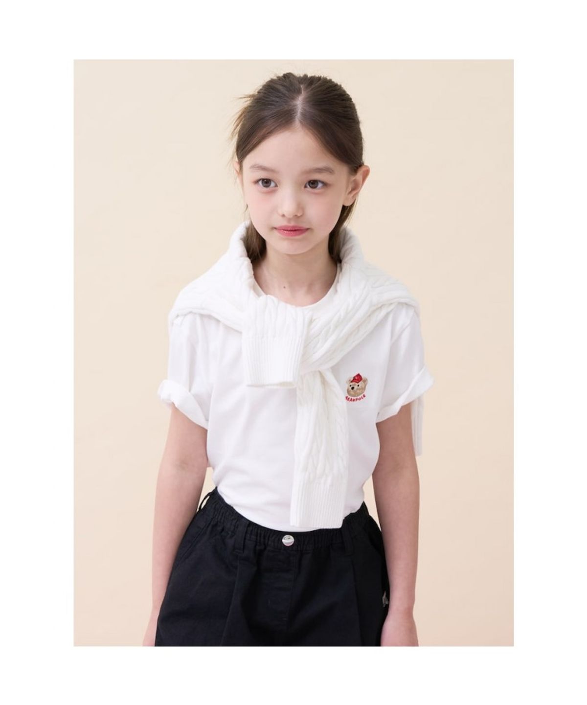 빈폴 키즈(BEANPOLE KIDS) [Essential] 달이 라운드 반소매 티셔츠 - 아이보리 (BI6242GE10)