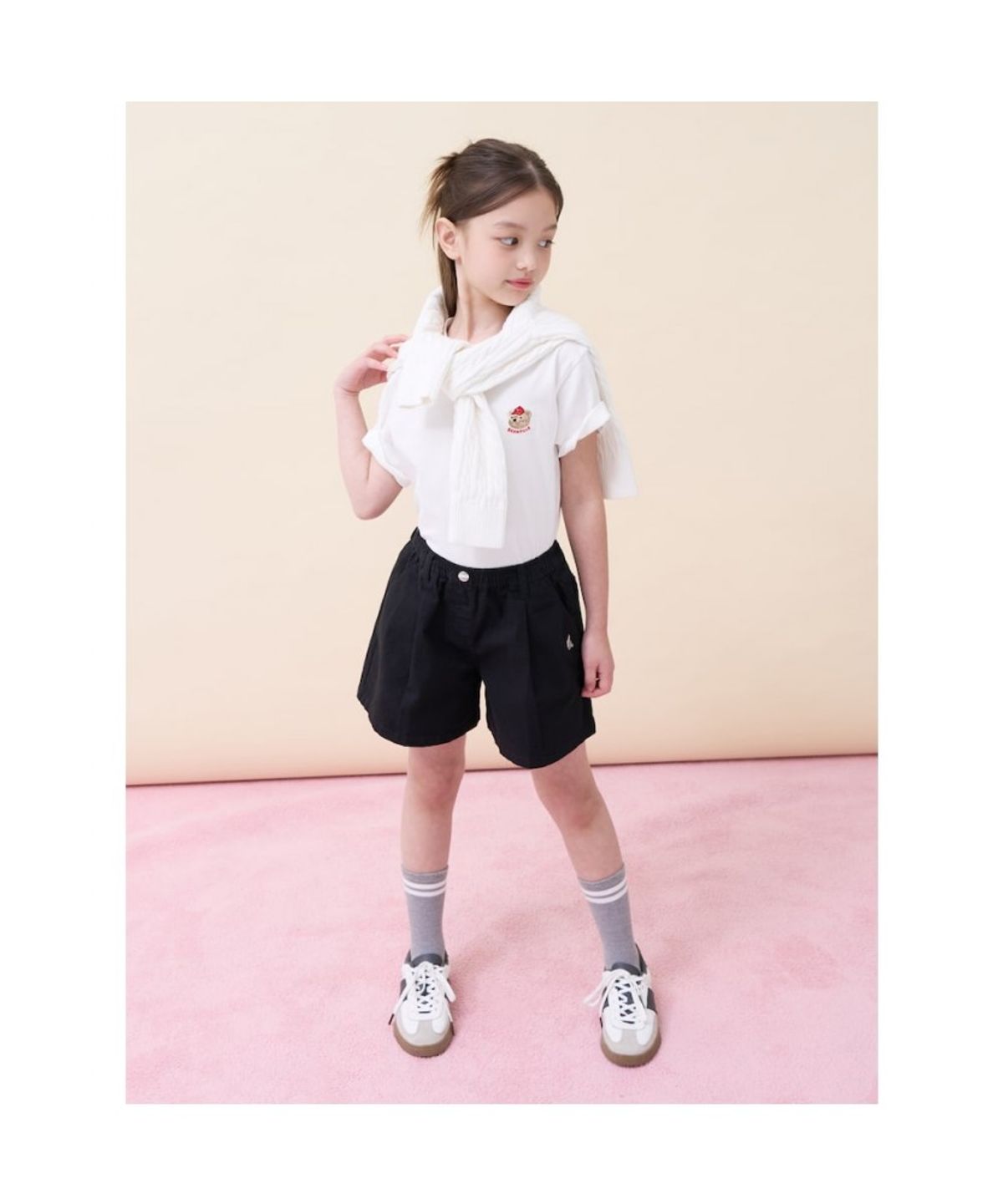 빈폴 키즈(BEANPOLE KIDS) [Essential] 달이 라운드 반소매 티셔츠 - 아이보리 (BI6242GE10)