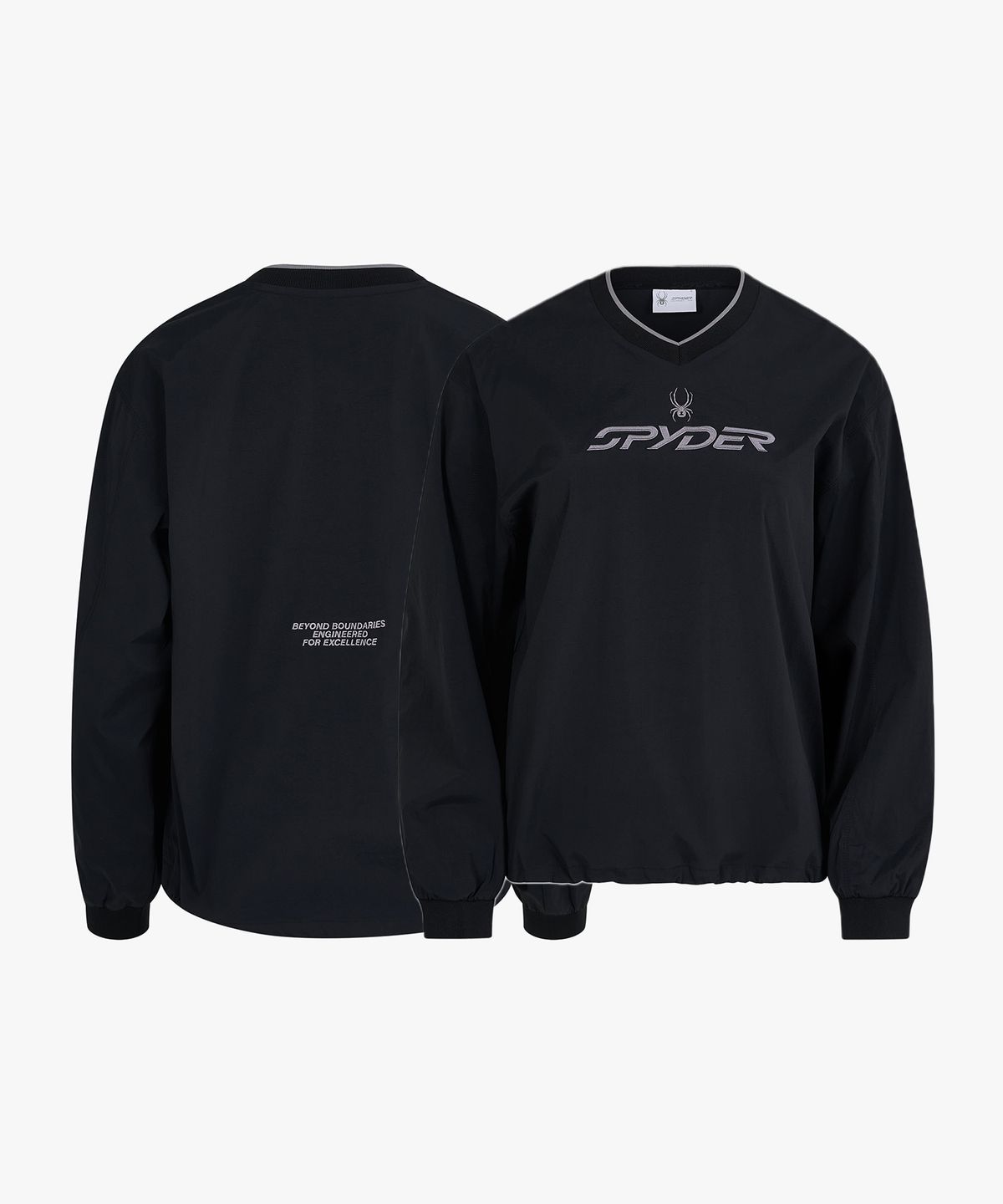 스파이더(SPYDER) 여성 컴포텍 쿨 에어리 V넥 피스테 맨투맨 티셔츠 SPLPCNRL354WBLK