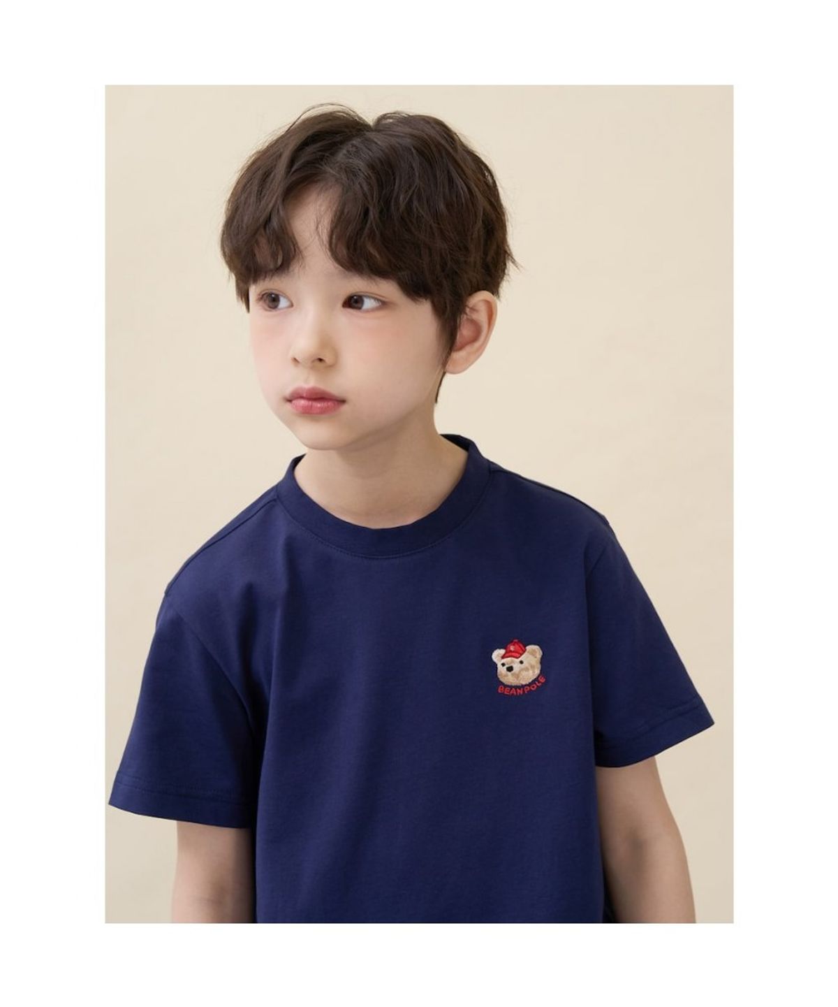 빈폴 키즈(BEANPOLE KIDS) [Essential] 달이 라운드 반소매 티셔츠 - 네이비 (BI6242GE1R)