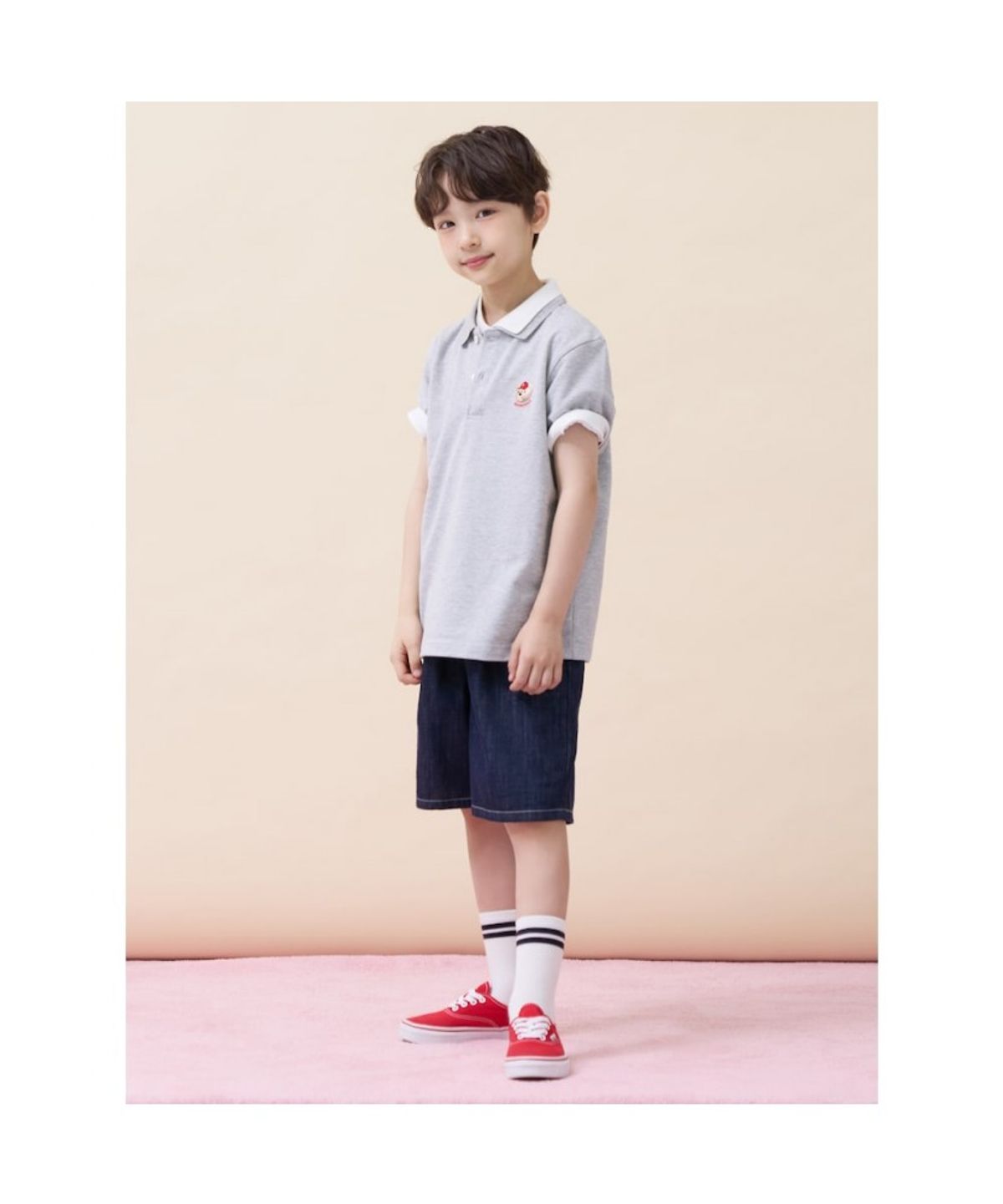 빈폴 키즈(BEANPOLE KIDS) [Essential] 달이 반소매 피케 티셔츠 - 그레이 (BI6242GE23)