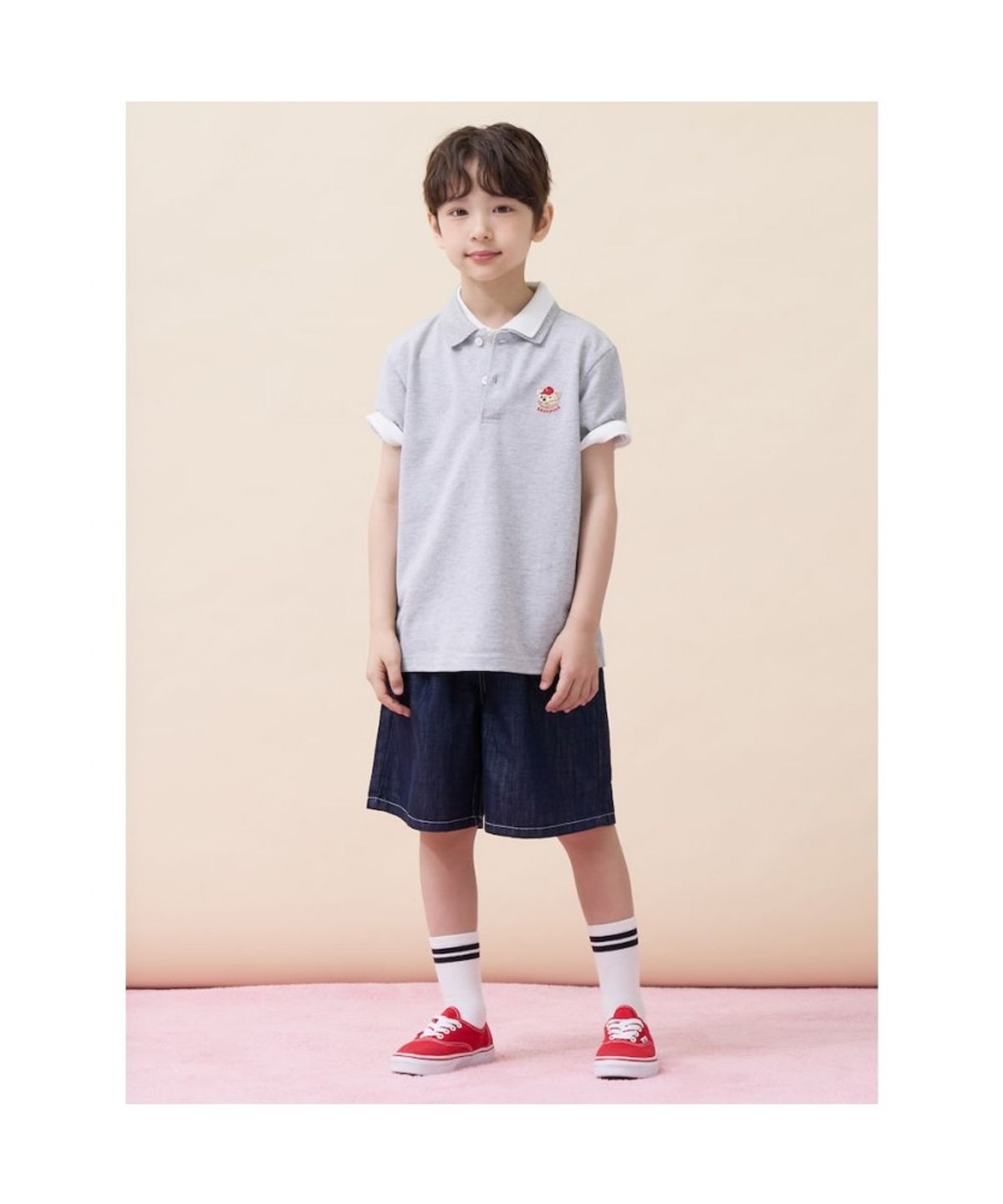 빈폴 키즈(BEANPOLE KIDS) [Essential] 달이 반소매 피케 티셔츠 - 그레이 (BI6242GE23)