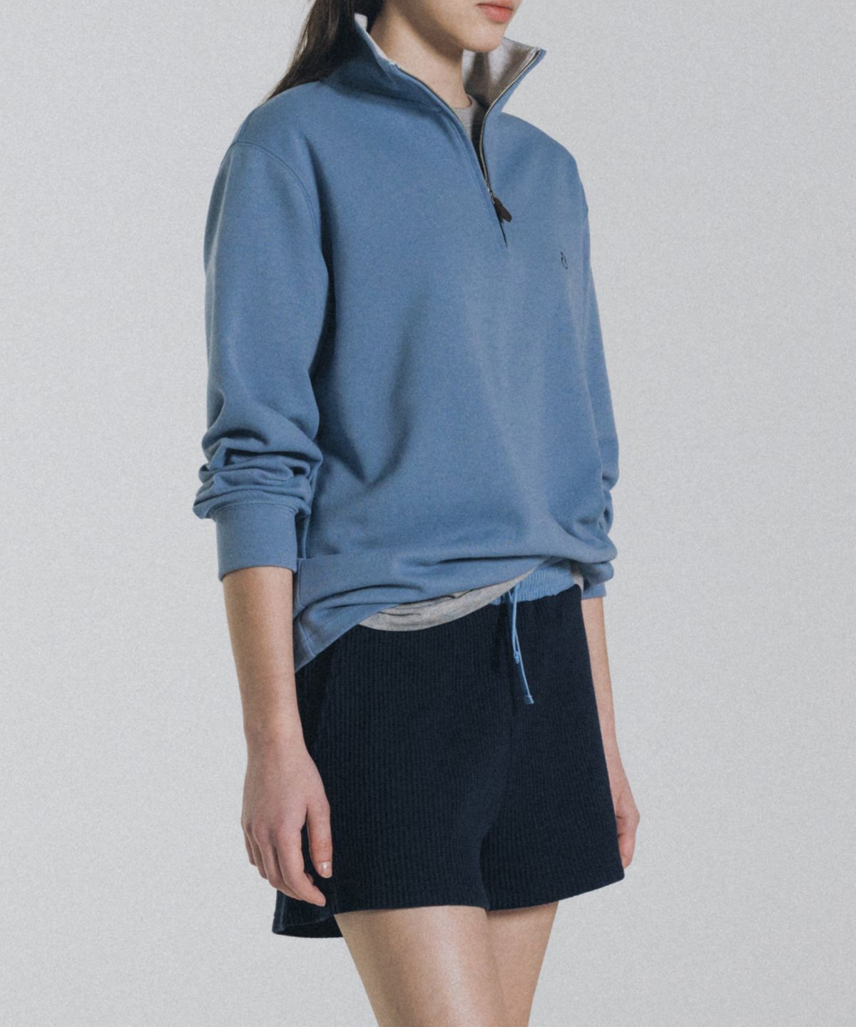앤니즈(ANDNEEDS) Hugo half zip-up long sleeve (blue)