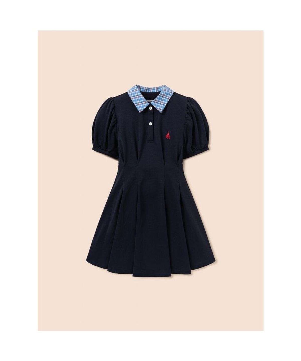 빈폴 키즈(BEANPOLE KIDS) 체크 칼라 반소매 피케 원피스 - 네이비 (BI6371G01R)